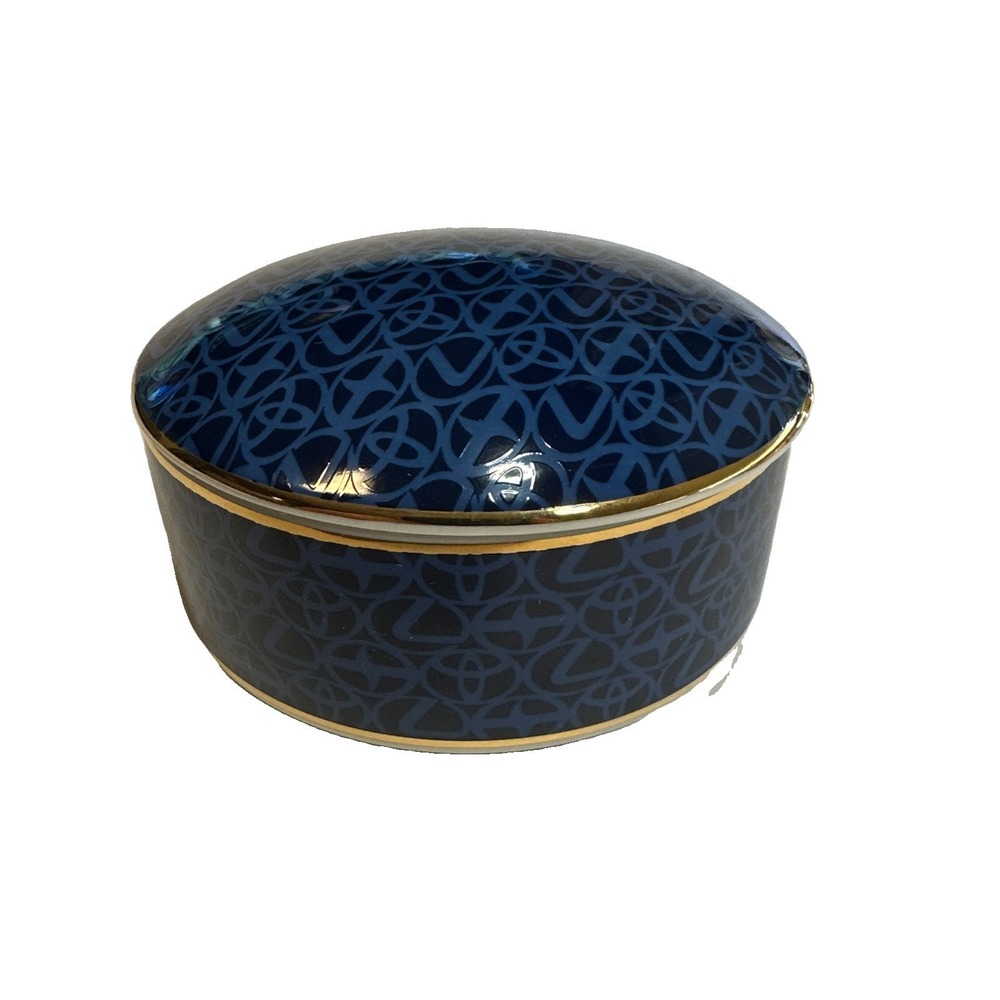 Tiffany & Co Lexus Toyota in America Trinket Box Blue Gold Trim Porcelain 2007